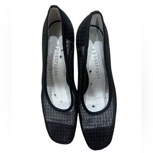 Vintage Mesh Square Toe Heels